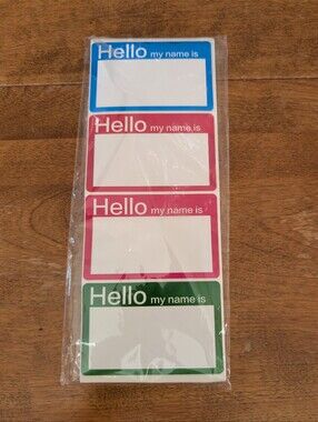 "Hello My Name Is" Sticky Tags 32 Sheets Blue Red Pink Green Business Conference